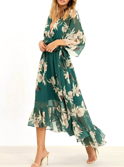 Damen Maxikleid Florales Muster Fließend
