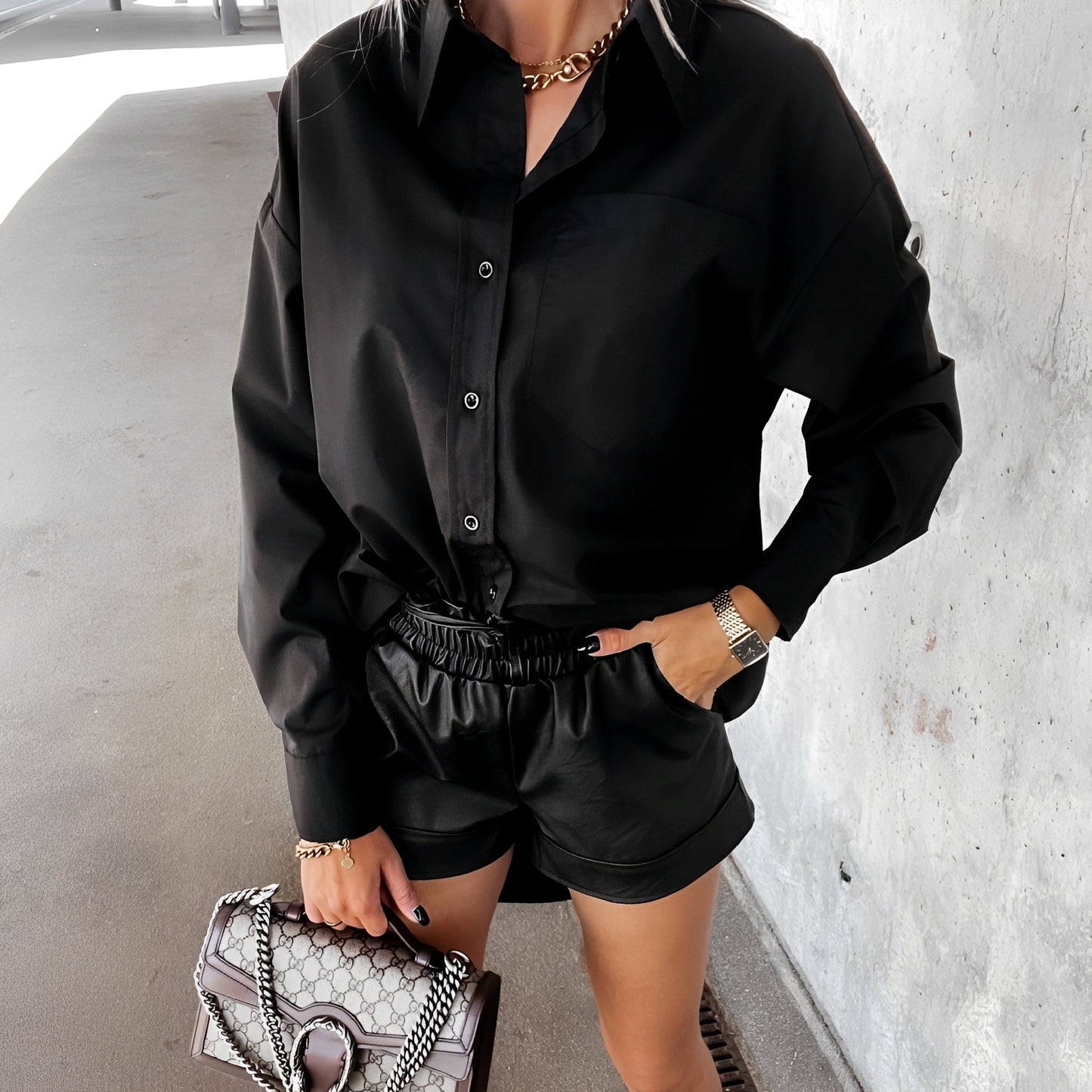 Riley Damen Langärmlige Bluse Dekolleté