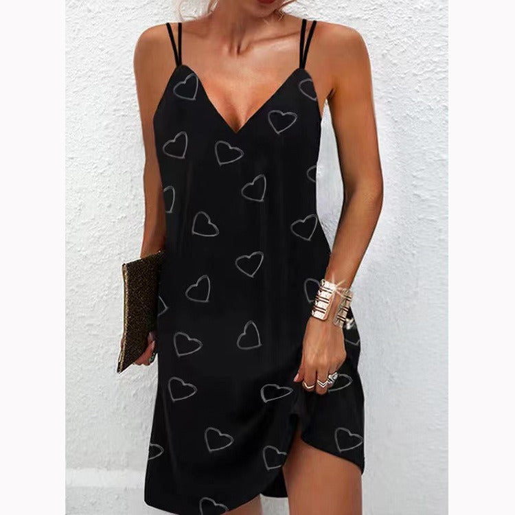 Damen Mini Sommerkleid Slim Fit V-Ausschnitt Spaghettiträger - Norvielle