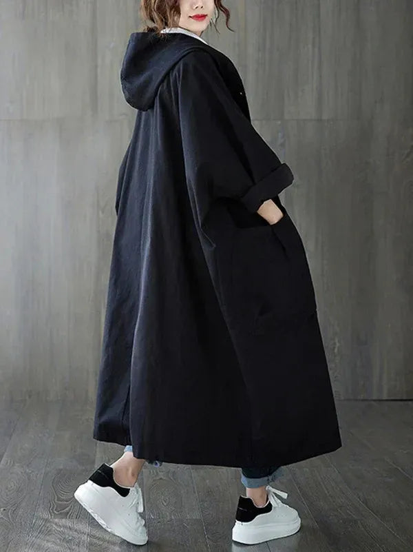 Herren Trenchcoat Wasserabweisend mit Kapuze und Taschen Übergröße