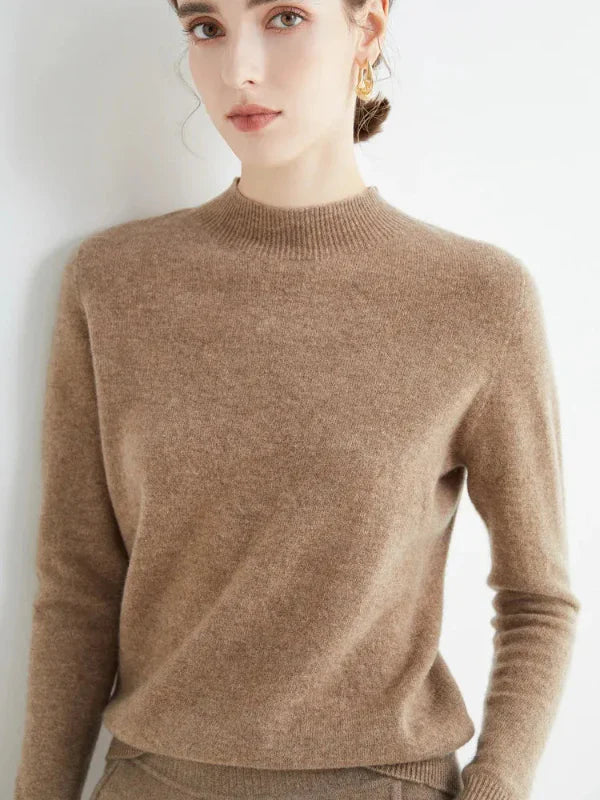 Norvielle Damen Pullover Sweatshirt Wollmischung Langärmlig Rippkragen