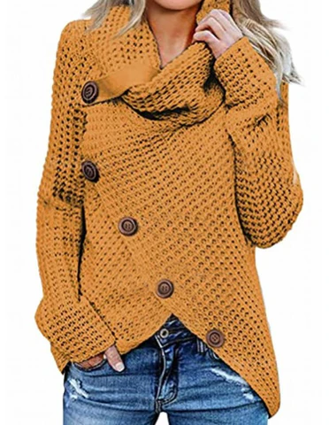 Damenwolle-Sweater Relaxed Fit Waffelstrick Asymmetrisch - Norvielle