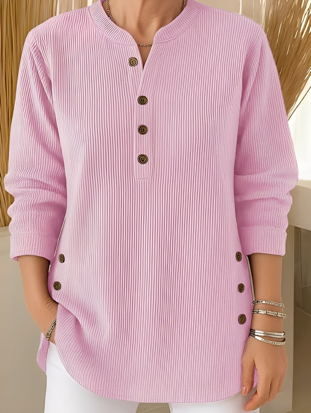 Damen Pullover Knöpfe Bequem - Norvielle