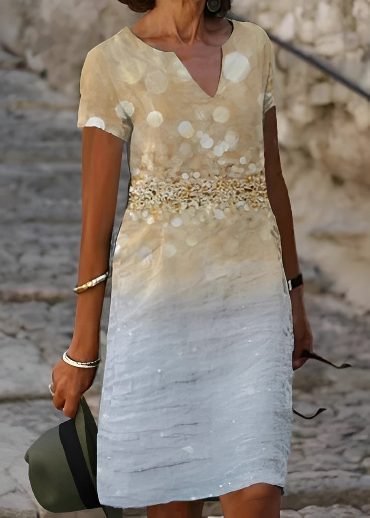 Damen Kurzarmkleid Blumenmuster Elegantes