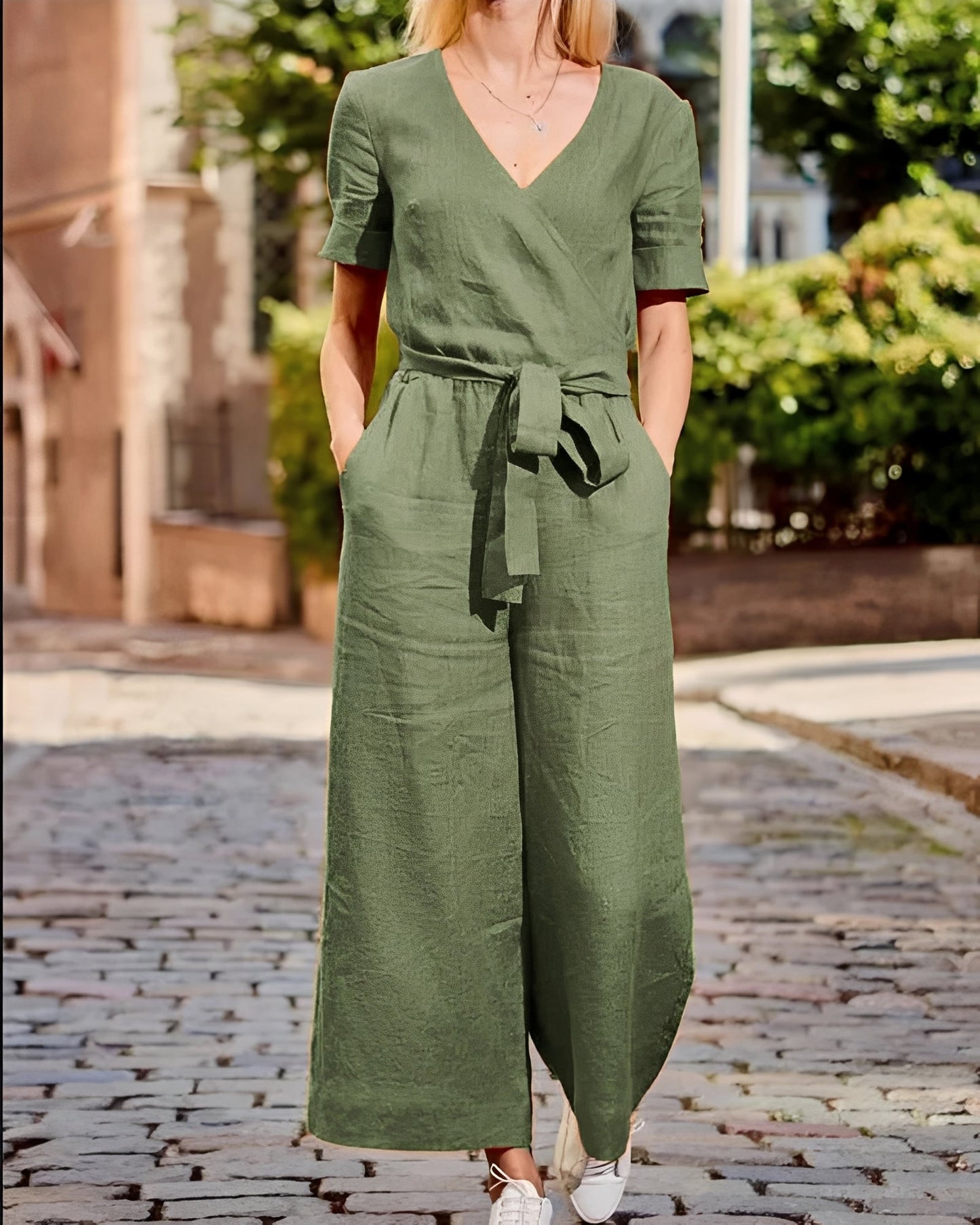 Damen Jumpsuit Gürtel Lässig