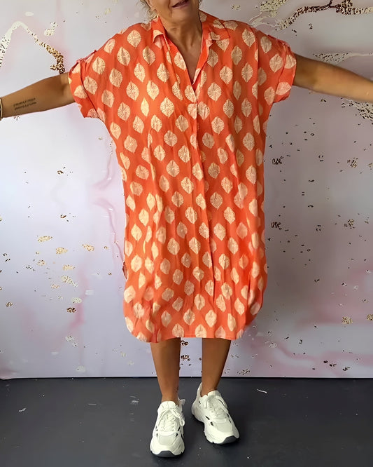 Damenkleid Locker Geschnitten Revers - Norvielle