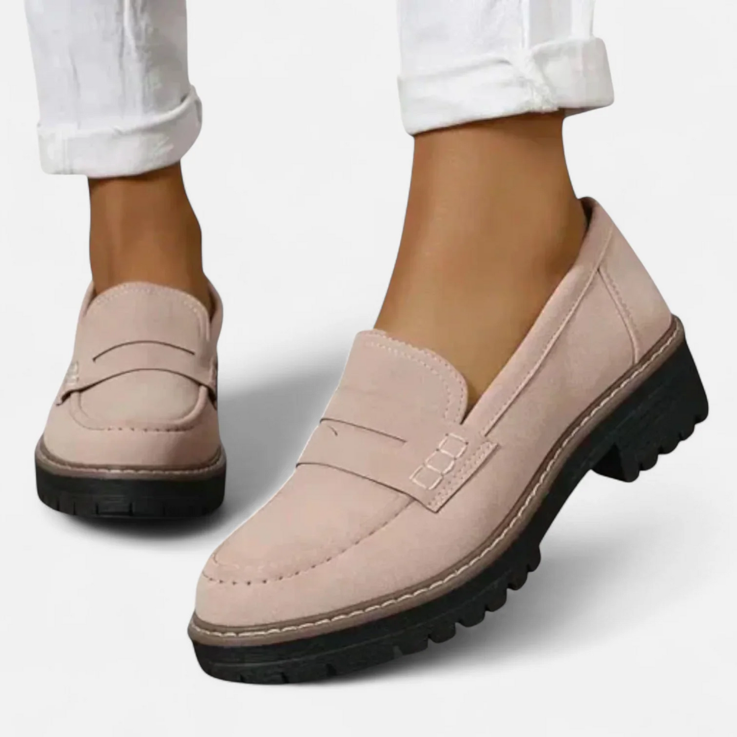 Damen Klassische Loafer Markante Sohle