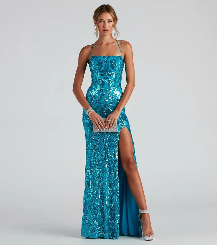 Elegantes Damen Abendkleid Figurbetont Schlitz Schwarz - Norvielle