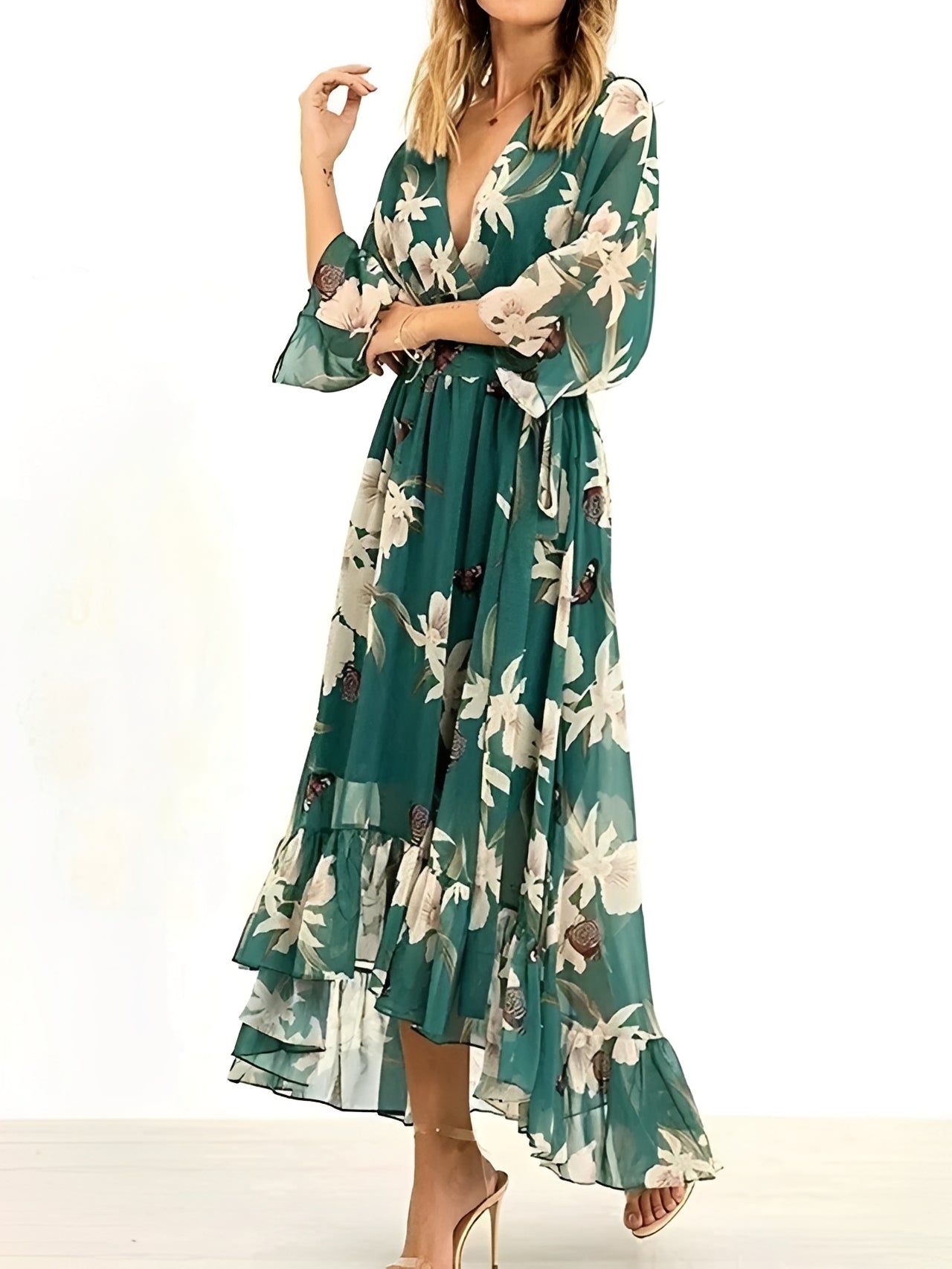 Damen Maxikleid Florales Muster Fließend - Norvielle