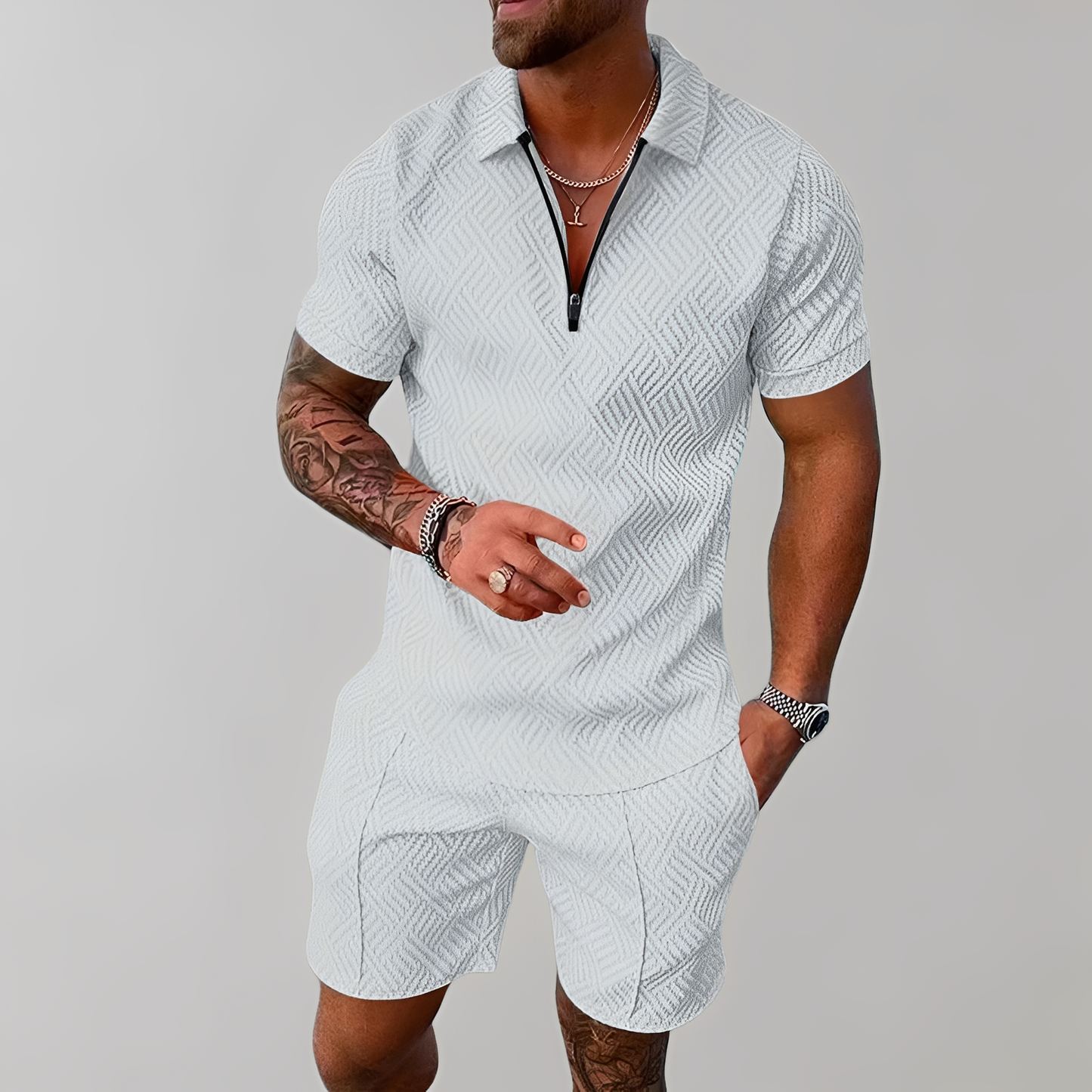 Edwin Herren Poloshirt Shorts Set Baumwolle