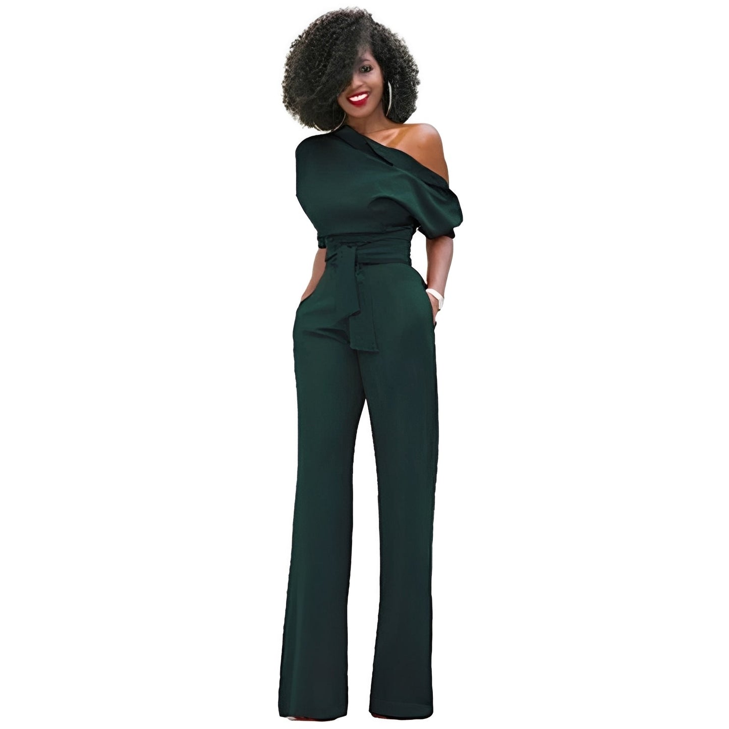 Damen Schulterfreier Jumpsuit Stoff