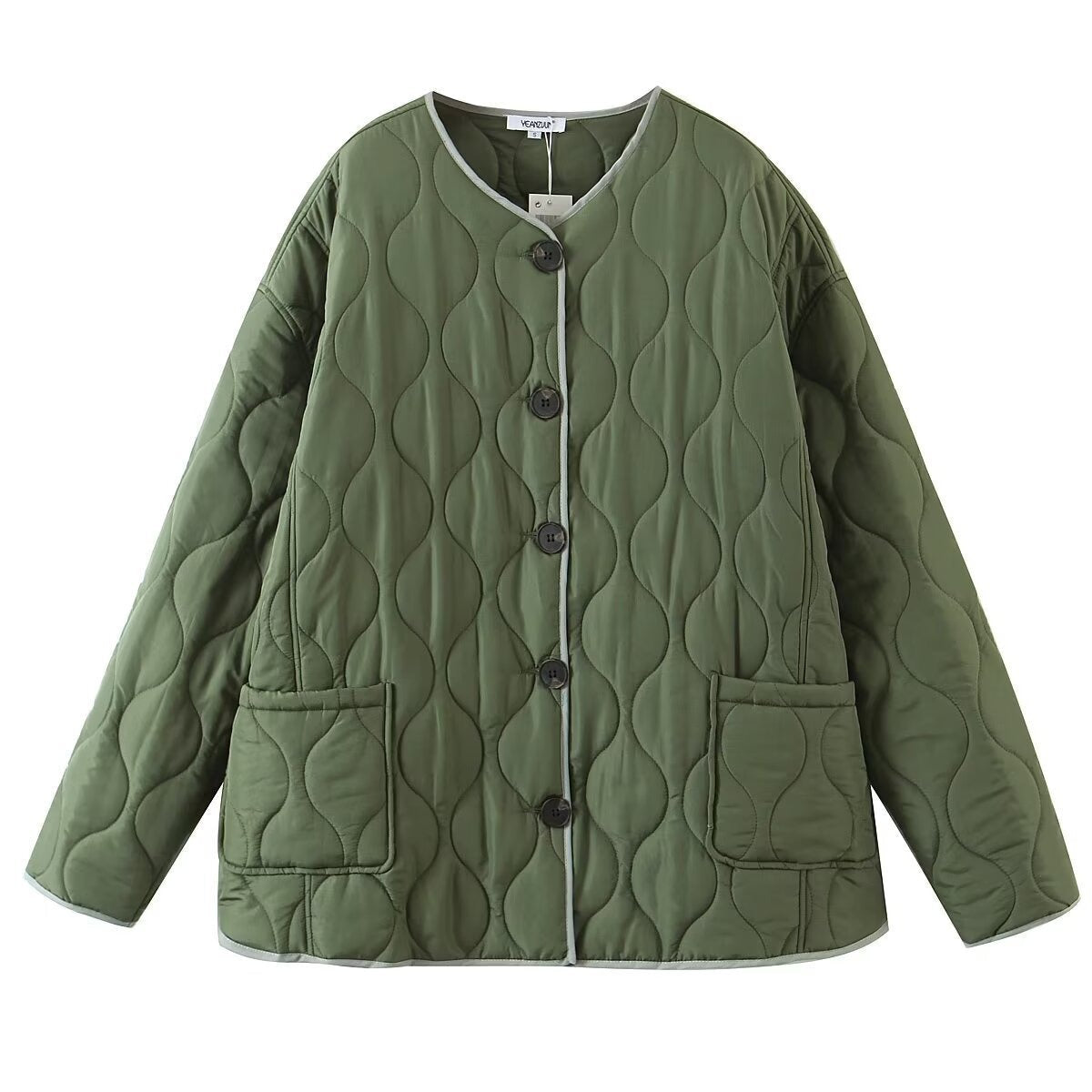 Damen Steppjacke mit Knöpfen Schwarz - Norvielle