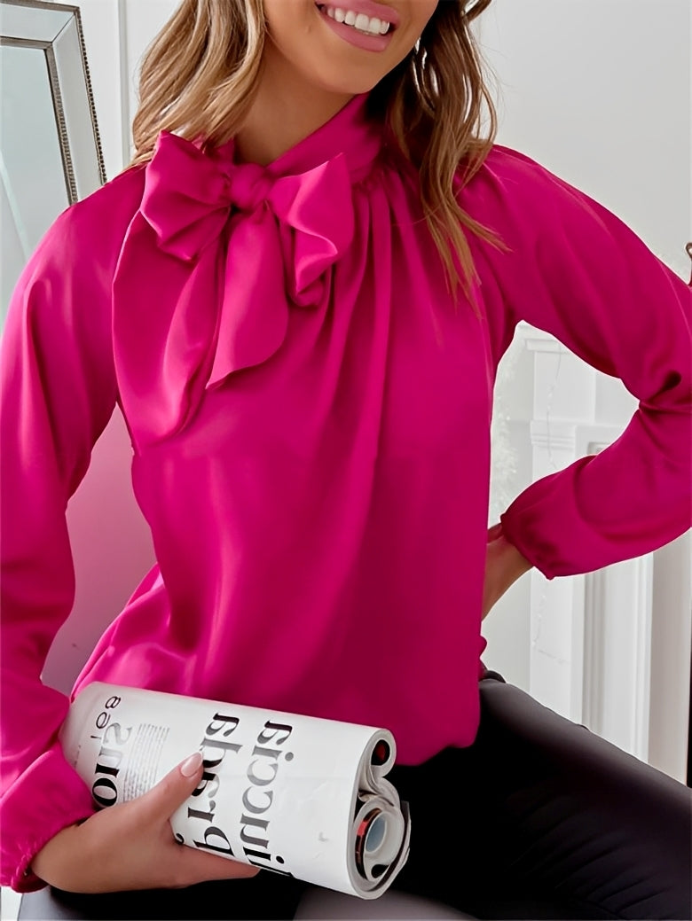 Damen Bluse Schleifenkragen Elegantes Design
