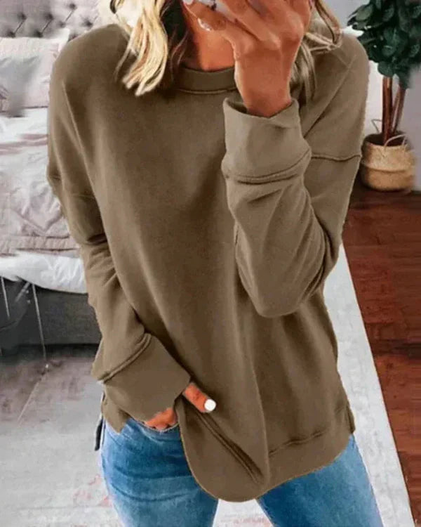 Damen Sweatshirt Relaxed Fit Weicher Baumwollmix Rundhals