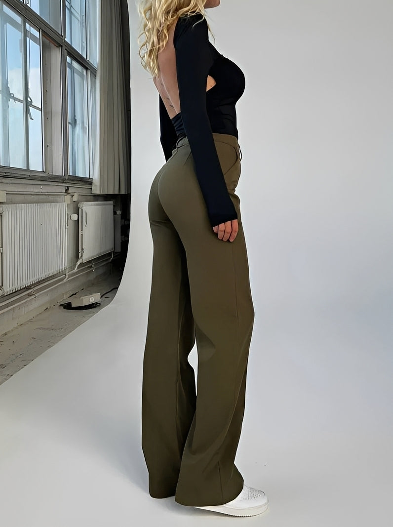 Damen Bootcut-Hose Gerade Geschnitten