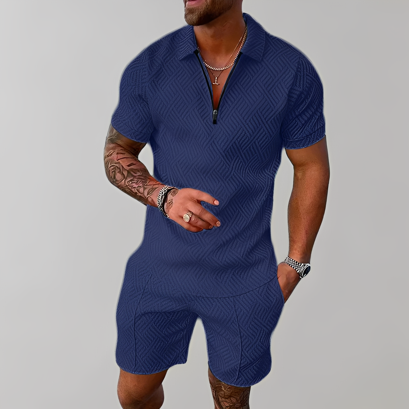Edwin Herren Poloshirt Shorts Set Baumwolle