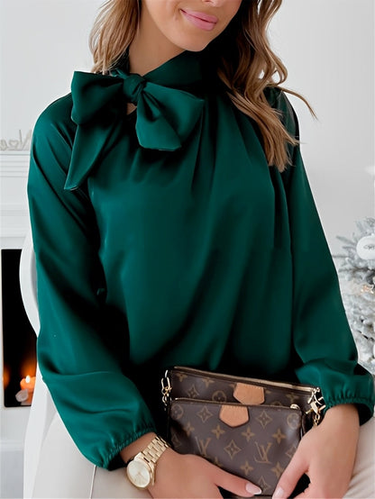 Damen Bluse Schleifenkragen Elegantes Design