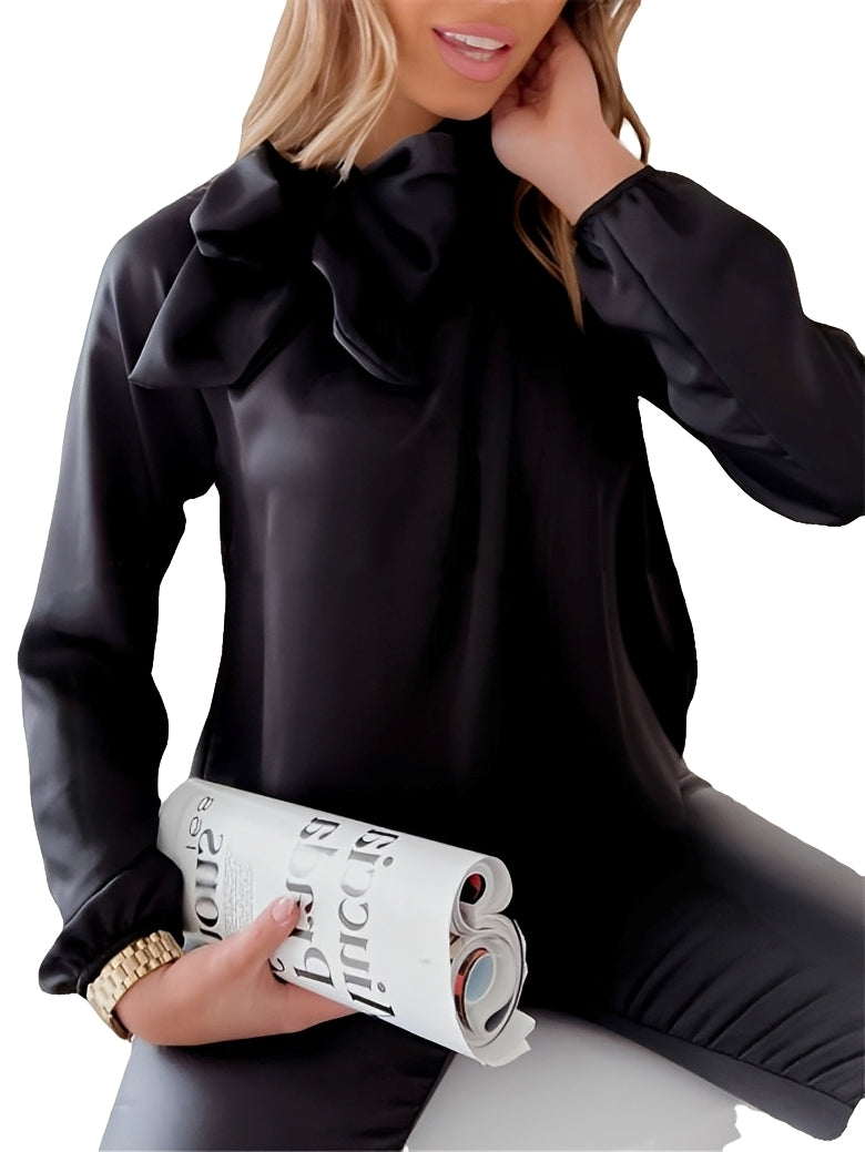 Damen Bluse Schleifenkragen Elegantes Design