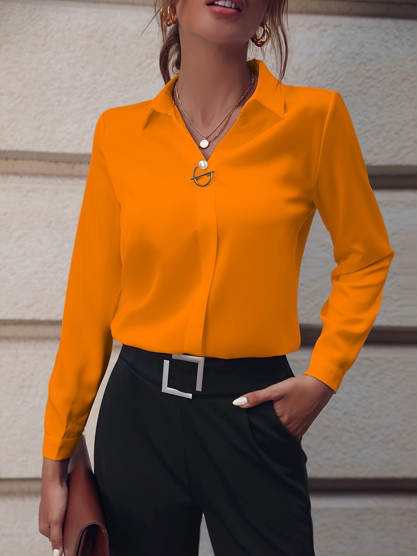 Claire Damen Unifarbene Bluse Elegantes Design
