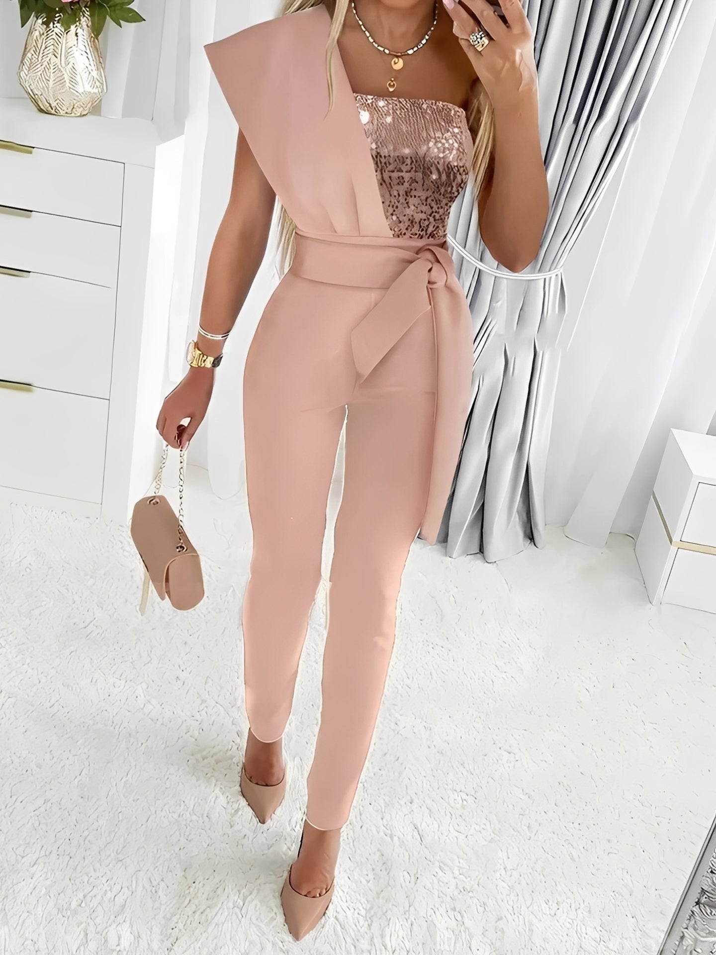 Damen Glitzer-Jumpsuit Modern Stretch - Norvielle
