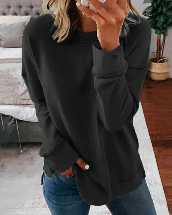 Damen Sweatshirt Relaxed Fit Weicher Baumwollmix Rundhals