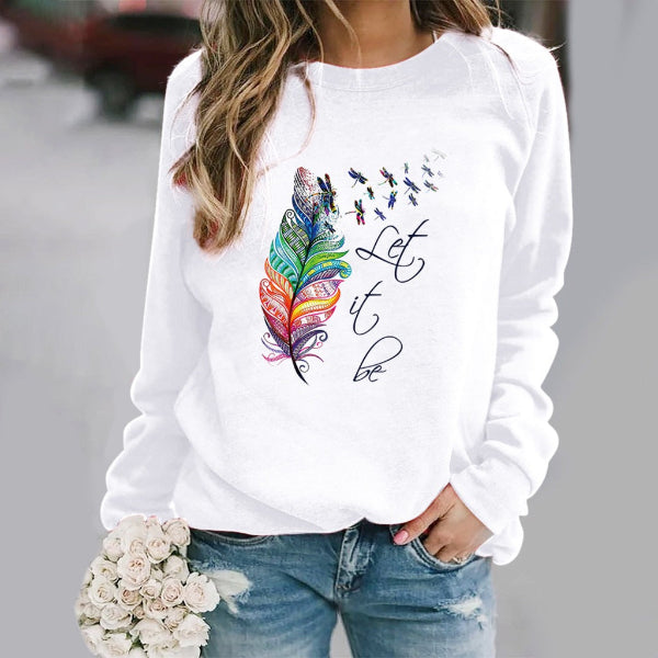 Damen Sweatshirt Baumwollmischung Lockere Passform Rundhalsausschnitt - Norvielle