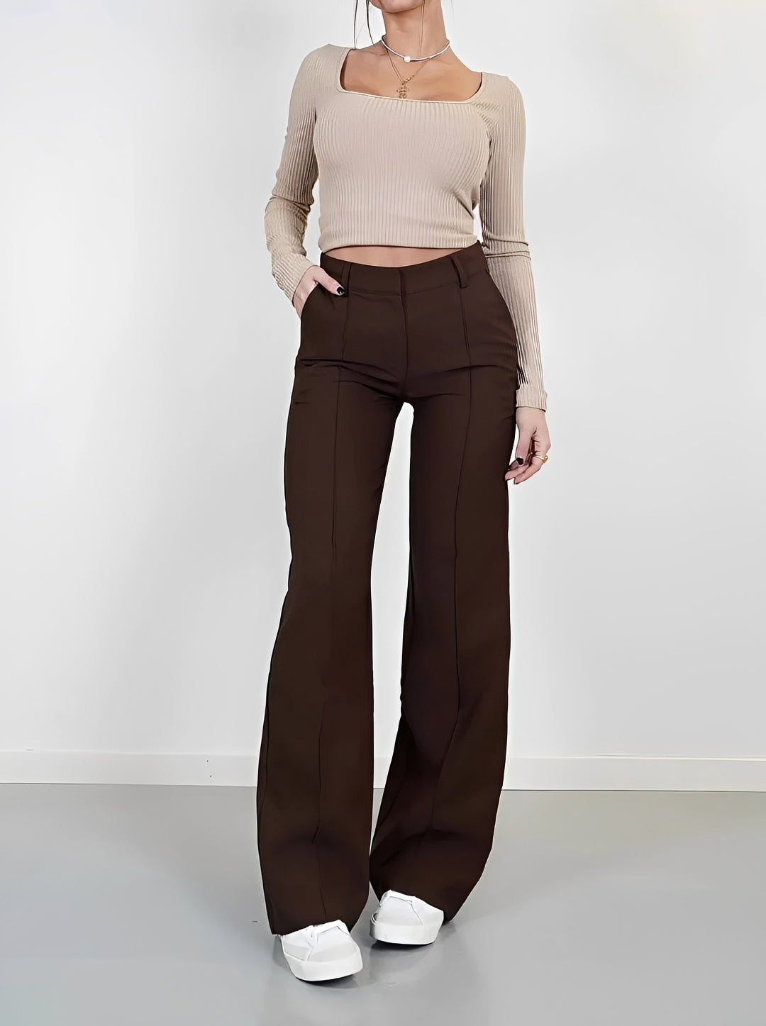 Damen Bootcut-Hose Gerade Geschnitten