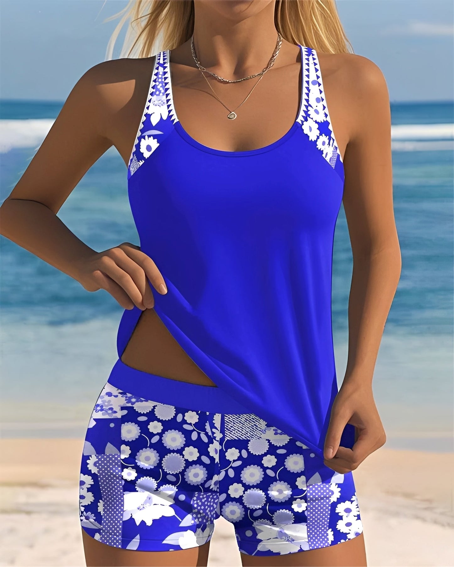 Damen Tankini Badeanzug Muster