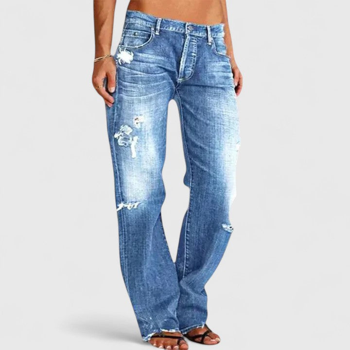 Damen Vintage-Jeans Lockerer Passform Hellblau - Norvielle