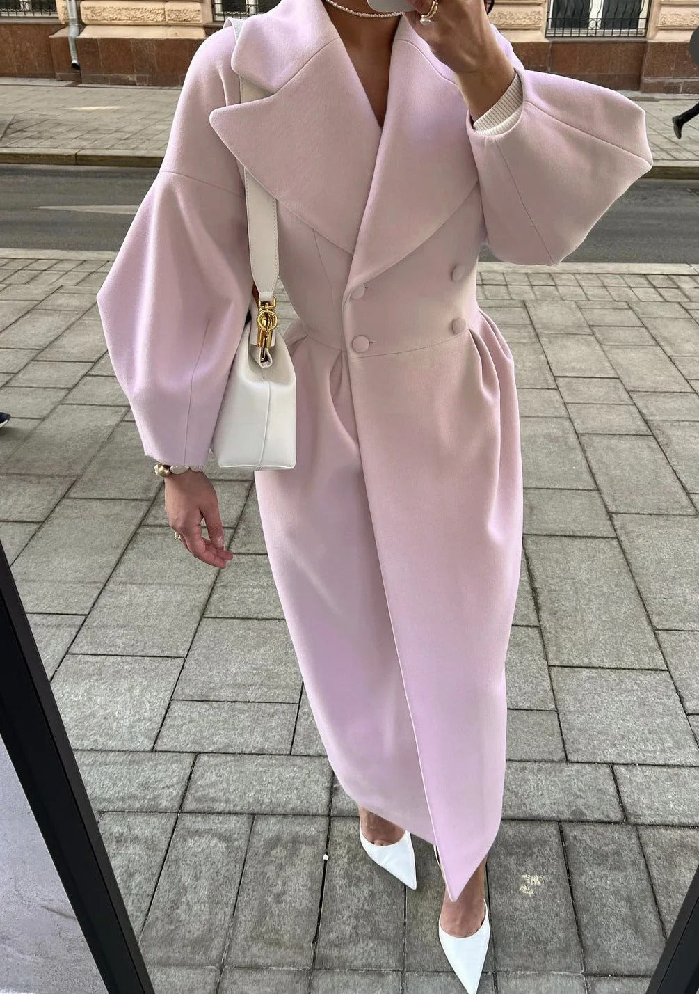 Damen Trenchcoat Wollmischung Tailliert