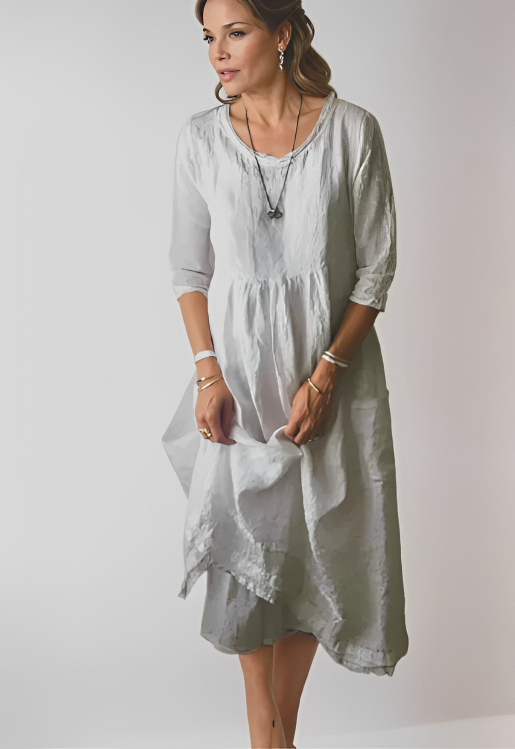 Damenkleid 3/4-Ärmel Locker Geschnitten Komfort