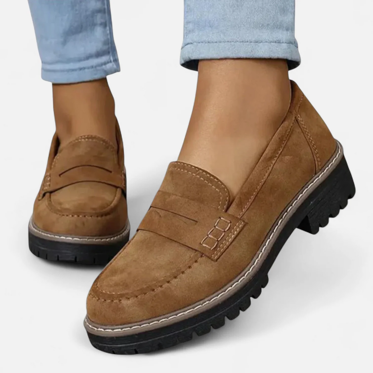 Damen Klassische Loafer Markante Sohle