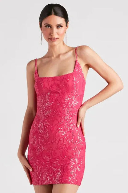 Glitzerndes Damen Mini-Abendkleid Figurbetont