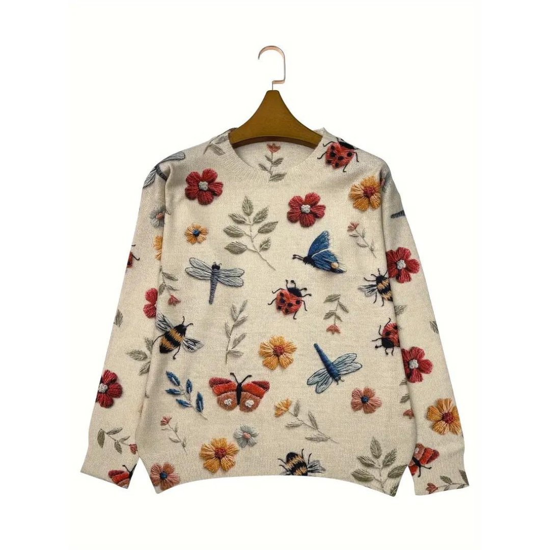 Damen Bluse Langarm Whimsical Garden Blumenmuster