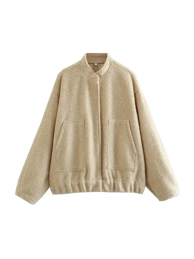 Nora Damen Oversize Teddyjacke Minimales Design - Norvielle