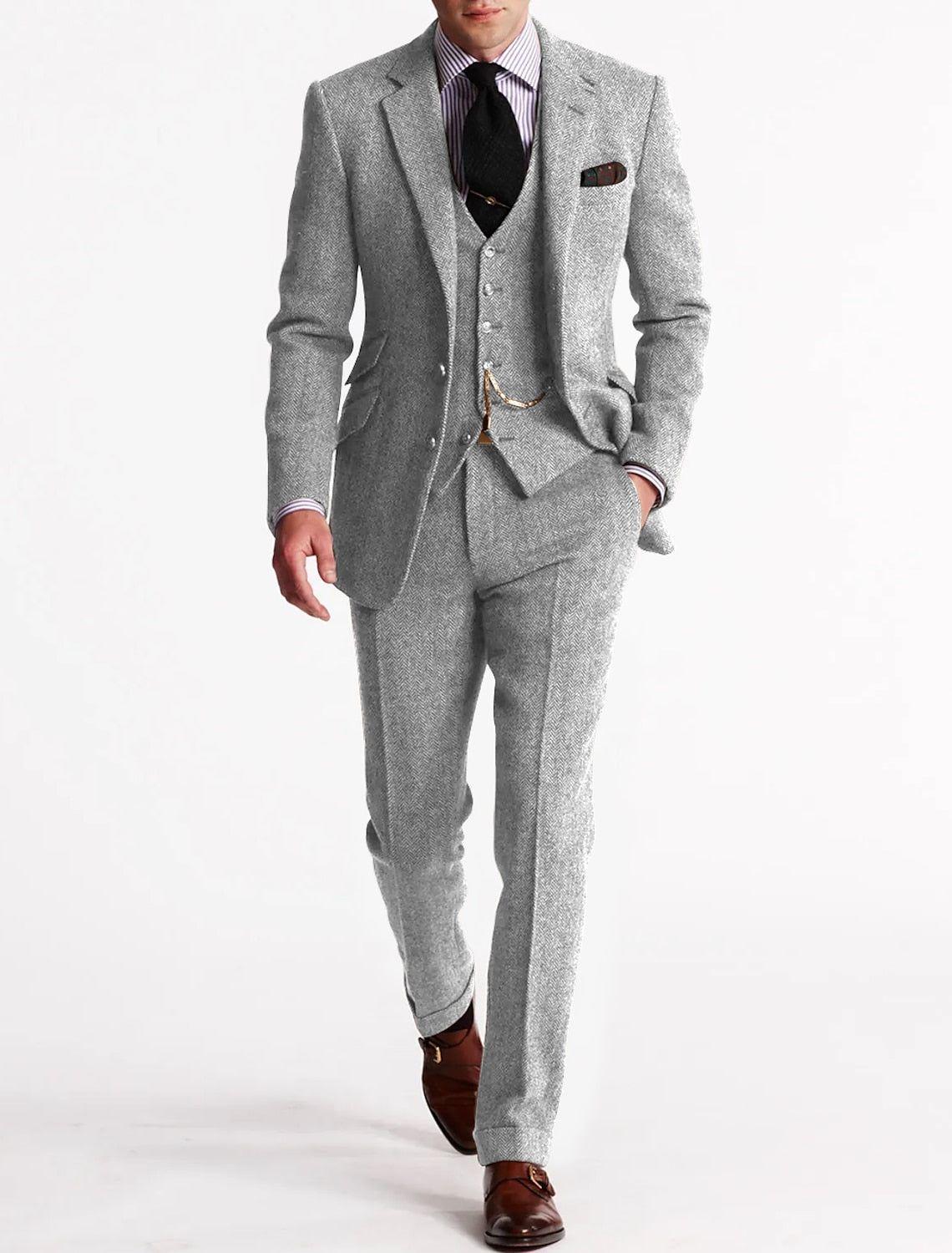 Herren Tweed Smoking Anzug Komplett