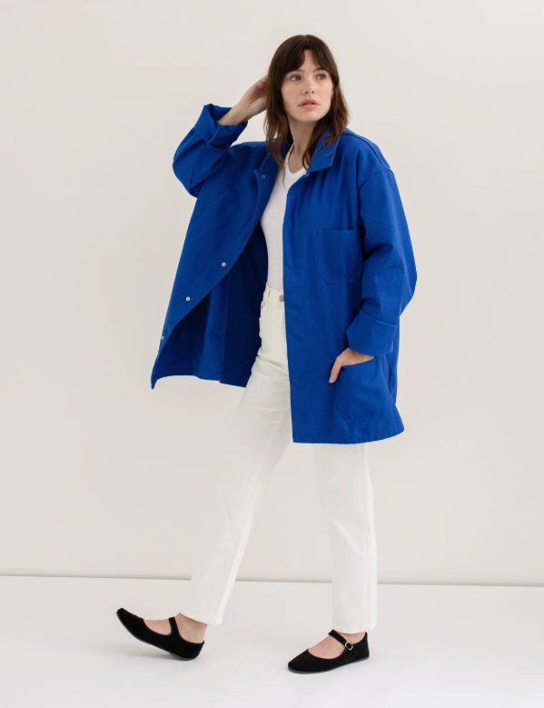 Übergroße Herren Utility-Jacke Kobaltblau Baumwolle - Norvielle