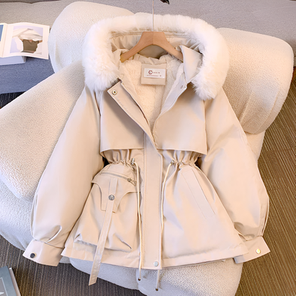 Damen Winterparka Kapuzenmantel Kunstfell - Norvielle