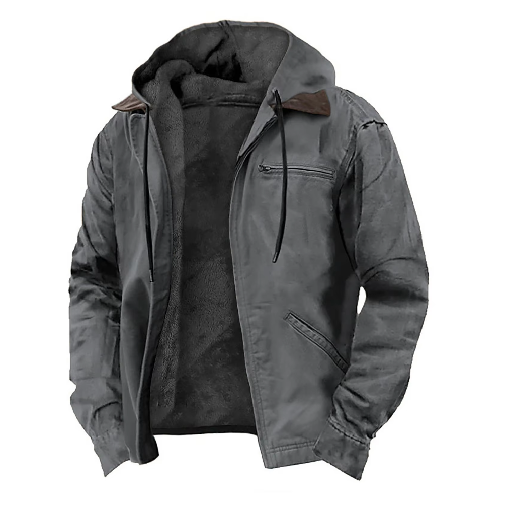 Herren Übergangsjacke Mit Kapuze Und Reißverschluss
