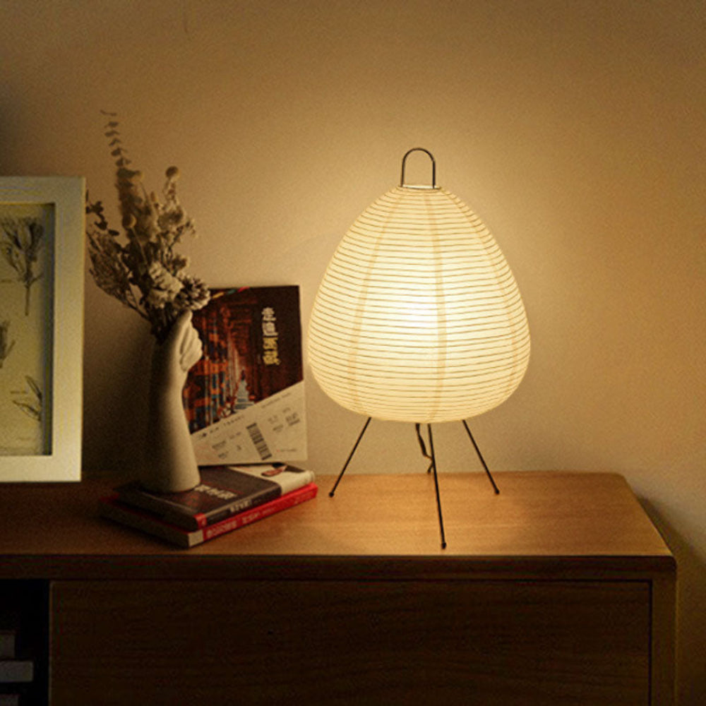 Tischlampe Reispapier Japanisches Retrodesign Weiß