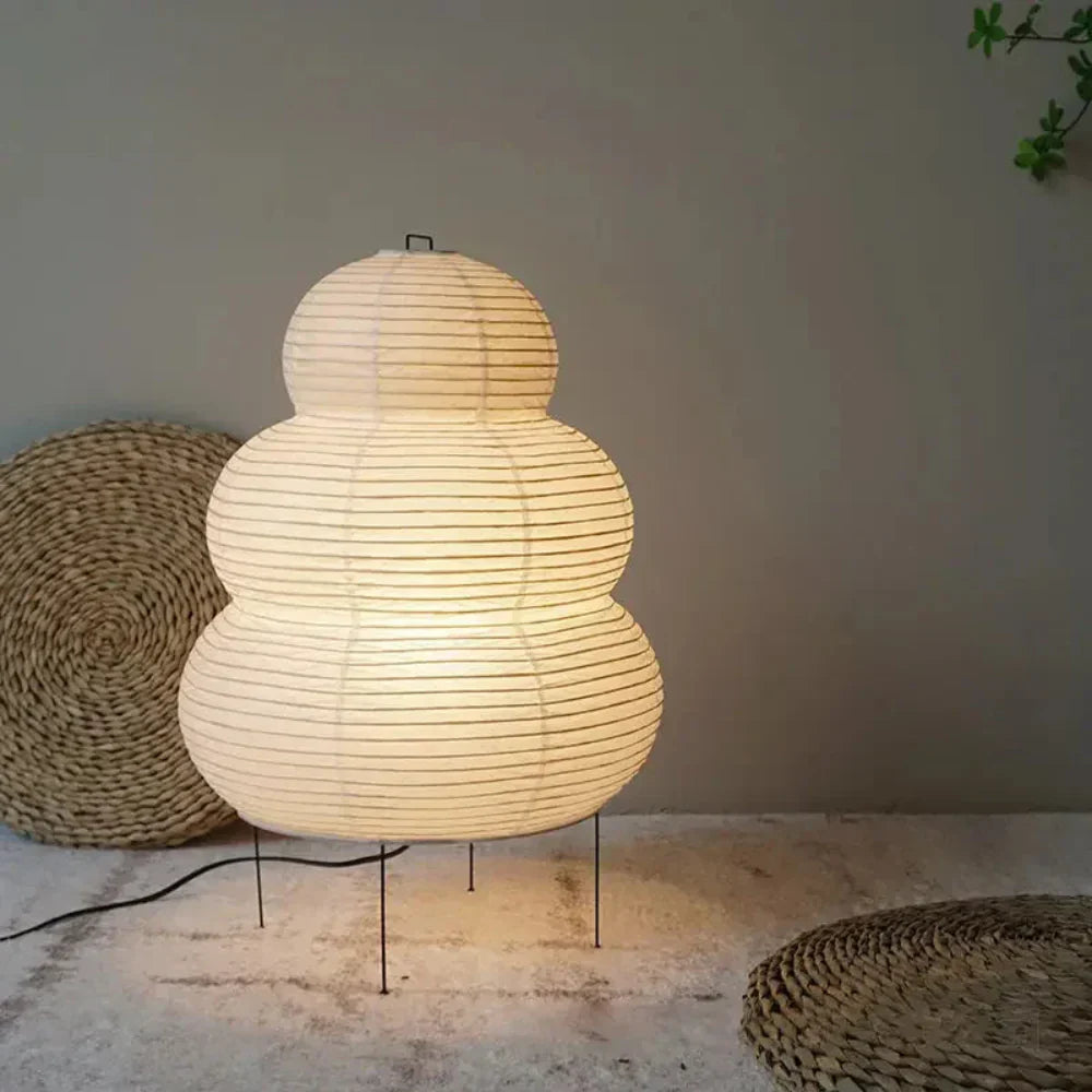 Tischlampe Reispapier Japanisches Retrodesign Weiß