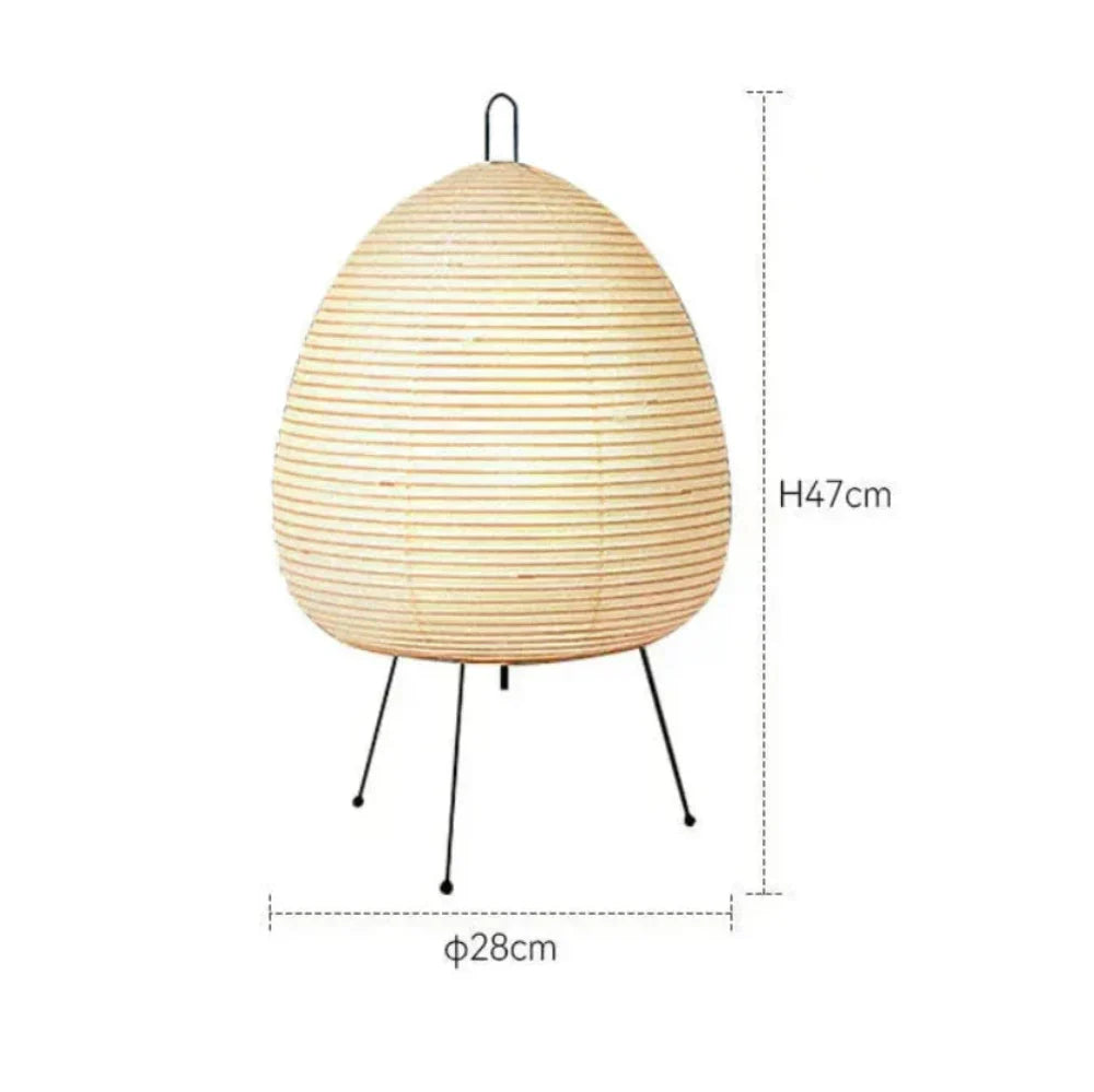 Tischlampe Reispapier Japanisches Retrodesign Weiß