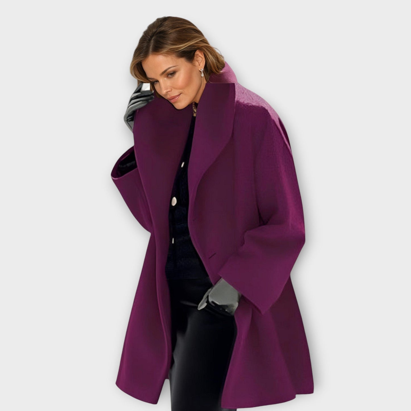 Damen Oversize Wollmantel Weit Schnitt