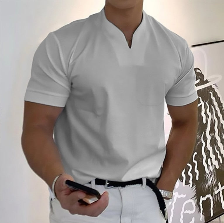 Herren T-Shirt Minimal V-Ausschnitt Weiss