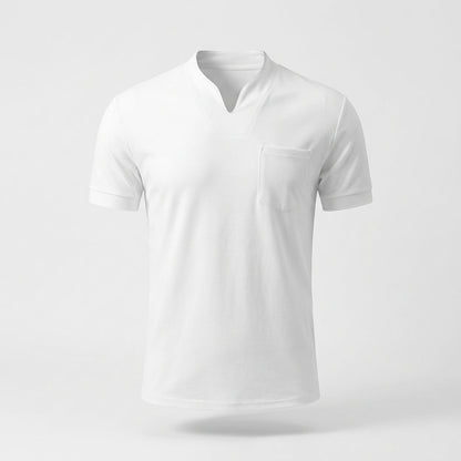 Herren T-Shirt Minimal V-Ausschnitt Weiss - Norvielle