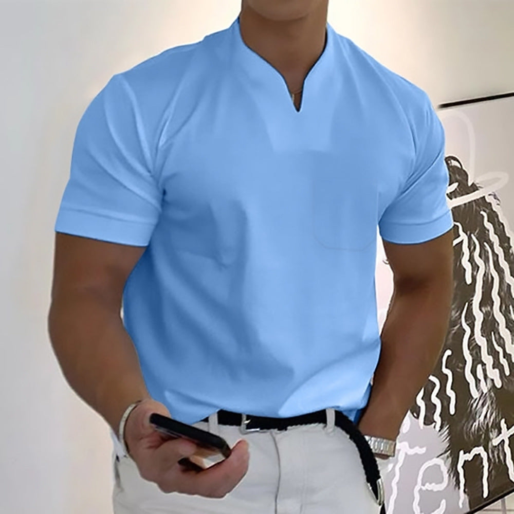 Herren T-Shirt Minimal V-Ausschnitt Weiss