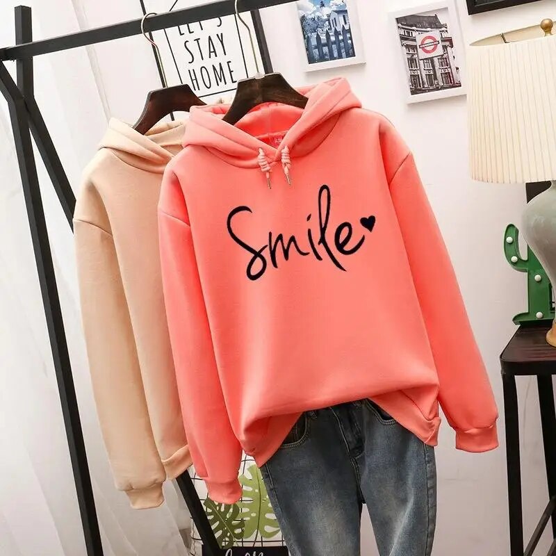 Norvielle Damen Hoodie Smile-Love Design Grau