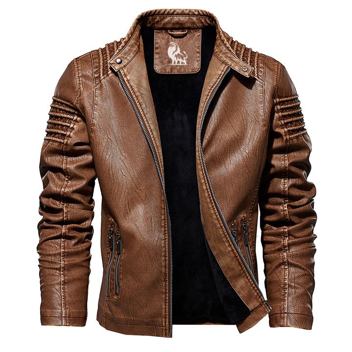 Lederjacke Herren Ledermantel Schwarz - Norvielle