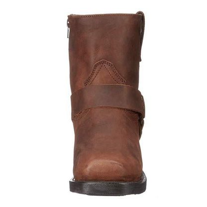 Herren Lederstiefel Robuste Biker Boots Stabiler Blockabsatz