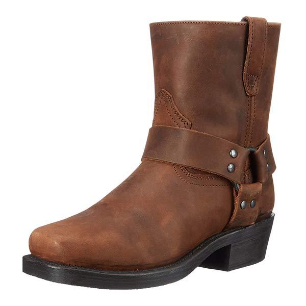 Herren Lederstiefel Robuste Biker Boots Stabiler Blockabsatz - Norvielle